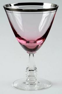 Tiffin Franciscan 17477 2 Water Goblet   Stem #17477.Wistaria Pink Bowl, Platinu