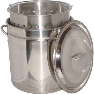 King Kooker 102 qt Ridged Stainless Steel Pot With Steam Basket And Lid