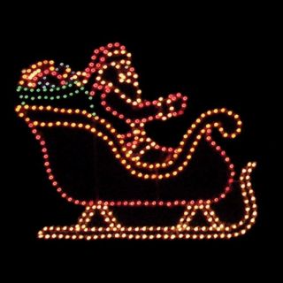 64 in. Outdoor LED Santa in Sleigh Lighted Display   400 Bulbs   Christmas Lights