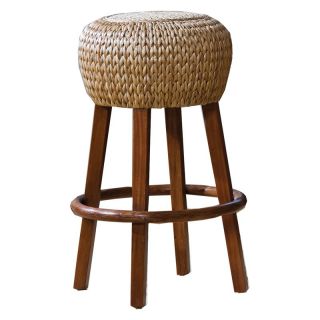 Hospitality Rattan Seagrass Indoor Stationary Rattan & Wicker 30 in. Bar Stool   Honey   Bistro Chairs
