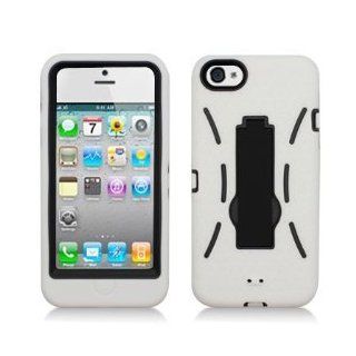 HJX White Heavy Duty 2 Layer Hard Silicone Rubber Cover Case Skin Stand Holder for Apple Iphone 5 5G 5th + Gift 1pcs Insect Mosquito Repellent Wrist Bands bracelet Cell Phones & Accessories