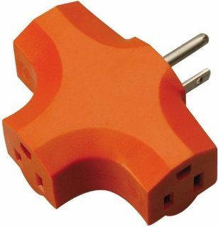Coleman Cable 9906 3 Outlet Wall Plug Adapter, Orange   Outlet Plates  
