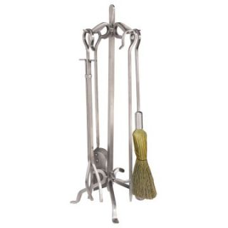 Uniflame 5 Piece Stainless Steel Fireplace Tool Set   Fireplace Tools