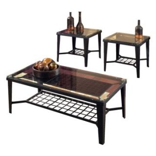Steve Silver Emery Rectangle Tempered Glass Top 3 Piece Coffee Table Set   Coffee Table Sets