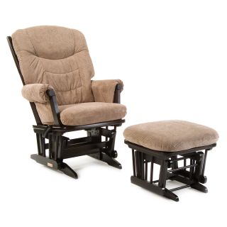 Dutailier Multiposition Wood Glider with Optional Ottoman   Espresso/Brown   Nursery Gliders & Rockers