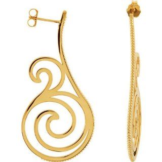 14k Yellow Precious Metal Fashion Earrings with Backs PAIR 45X25.75MM (Pair) Earring Sets Jewelry
