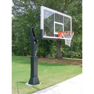 Barbarian 72 Inch Adjustable Inground Basketball Hoop System with Glass Backboard   In Ground Hoops