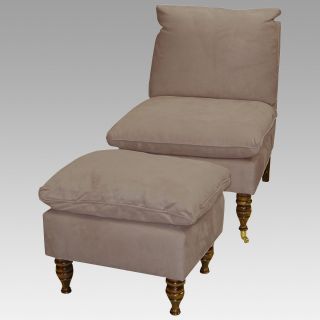 Charleston Armless Slipper Chair w/ Optional Ottoman   Upholstered Club Chairs