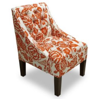 Upholstered Tufted Swoop Arm Chair in Canary Tangerine   Accent Chairs