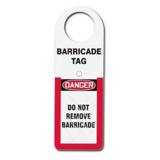 Accuform Signs TSS817 Plastic Status Alert Tag Holder, Legend "DANGER DO NOT REMOVE BARRICADE", 4 1/2" Width x 12" Height x 0.060" Thickness, Black/Red on White Lockout Tagout Locks And Tags