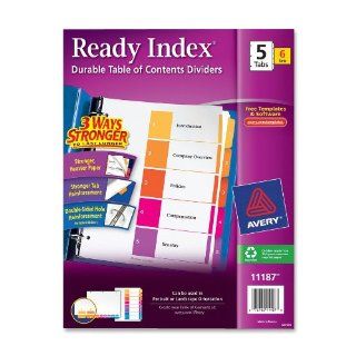 Avery Ready Index Table of Contents Dividers, 5 Tab, Multi Color, 6 Sets (11187)  Binder Index Dividers 