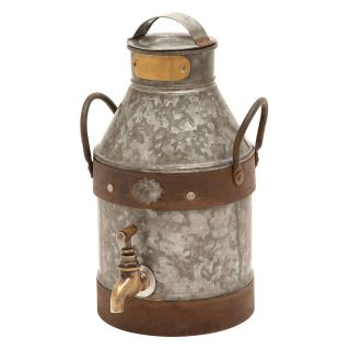 Milk Can with Galvanized Metal Construction   Canisters & Bottles