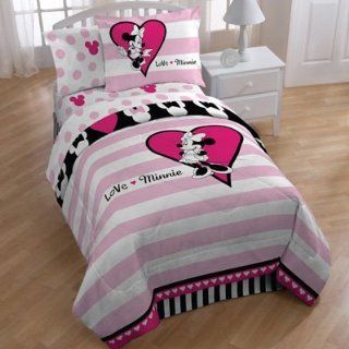 Disney Minnie Mouse reversible comforter and sheet bed in a bag TWIN set   Area Rugs