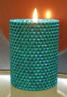 50 Hour 4 Inch Natural Beeswax Hybrid Pillar Glitter Candle, Wild Peacock Color   Gold Rush Candles Wild Peacock