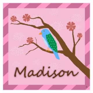 Bird on Pink Personalized Wall Art   12W x 12H in.   Kids and Nursery Wall Art