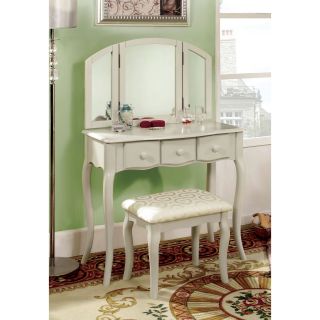 Furniture of America Lerraine Bedroom Vanity Set   White   Vanities