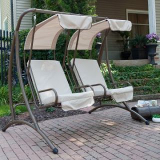 Coral Coast Two Seat Canopy Swing Chairs   Porch Swings