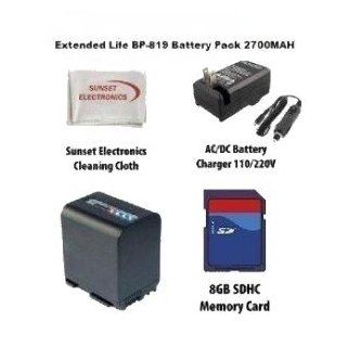 Extended Life Replacement Battery Pack For Canon BP 819 2700MAH With LED Indicator + Rapid 110/220V AC/DC CG 800 Replacement Battery Charger For The Canon HF10, HF11, HF100, HF20, HF200, HF S200, HF S10, HF S20, HF S21, HG21, HG20, HG21, M30, M31, M32, M30