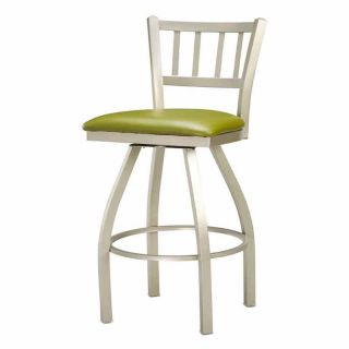 Regal Jailhouse 26 in. Swivel Metal Counter Stool with Upholstered Seat   Bar Stools