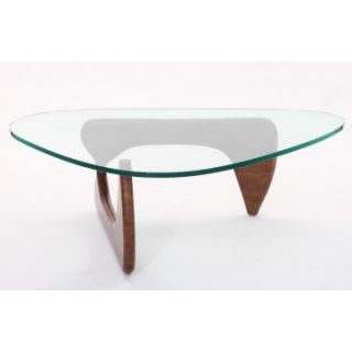 Modway Triangle Light Walnut Glass Top Coffee Table   Coffee Tables