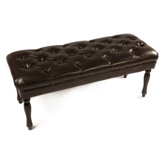 Mumford Brown Tufted Leather Bench   Bedroom Benches