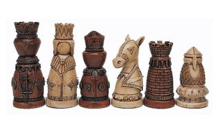 Medieval Polystone Chessmen   Brown/Ivory   Chess Pieces