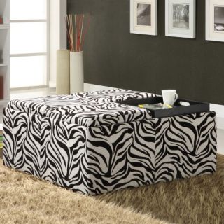 Zebra Extra Large Storage Ottoman with Serving Trays   Coffee Tables