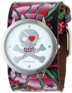 Nemesis Women's 303 821r Punk Rock Red Rose Skull Leather Band Watch Watches