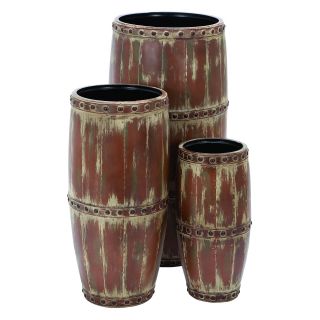 Benzara 21 35H in. Barrel Shaped Vase   Set of 3   Floor Vases