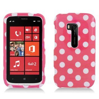 Nokia Lumia 822 [Verizon] Premium Hard Shell Case (Polka Dots   White / Pink) Cell Phones & Accessories