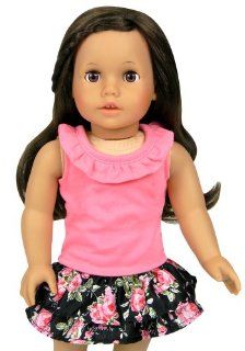 18 Inch Doll Clothing/Clothes Set of Ruffle Tank & Elastic Waist Satin Skirt Fits American Girl Dolls, Set of Tank & Skirt Toys & Games