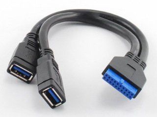 niceEshop(TM) Dual USB 3.0 Female To 20 Pin Motherboard Female Adapter Cable / USB 3.0 To 20 Pin F/F Y Cable (6.3") Computers & Accessories