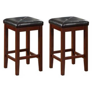 Upholstered Square Seat Backless Counter Stool   24 in.   Set of 2   Bar Stools