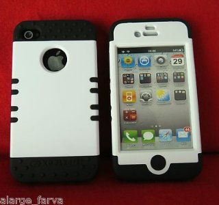 iPhone 4 4S ishield Rigid Case Heavy Duty Snap On Black and White 