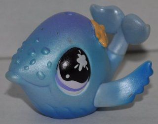 Whale #824 (Blue, Purple Eyes, Metallic Paint) Littlest Pet Shop (Retired) Collector Toy   LPS Collectible Replacement Single Figure   Loose (OOP Out of Package & Print) 