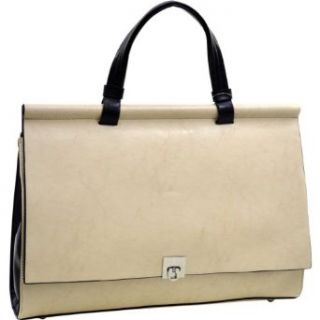 Dasein Classic Faux Leather Briefcase (Beige/Brown) Clothing