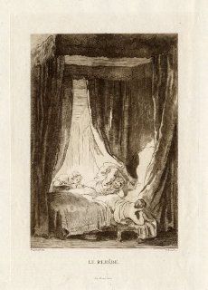 Antique Print THE REMEDY Fontaine Fragonard 1882   Etchings Prints