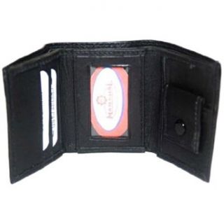 100% Genuine Leather Tri fold Black #825 at  Mens Clothing store