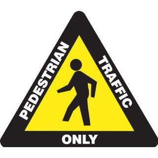 Accuform Signs PSR825 Slip Gard Adhesive Vinyl Triangle Shape Floor Sign, Legend "PEDESTRIAN TRAFFIC ONLY" with Graphic, 17" Length, White/Black on Yellow Industrial Floor Warning Signs