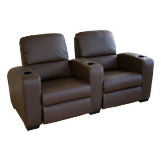 Baxton Studio Barnardine Leather Home Theater Recliner   Set of 2   Brown   Home Theater Seating