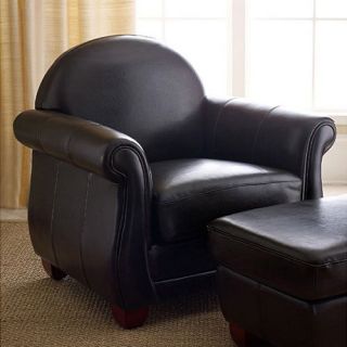 Kingston Leather Armchair and Ottoman   Leather Club Chairs