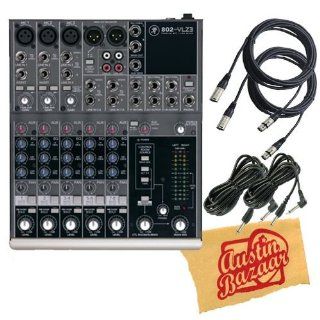 Mackie 802 VLZ3 8 Channel Compact Mixer Bundle with Two 10 Foot XLR Cables, Two 10 Foot Instrument Cables, and Polishing Cloth Musical Instruments