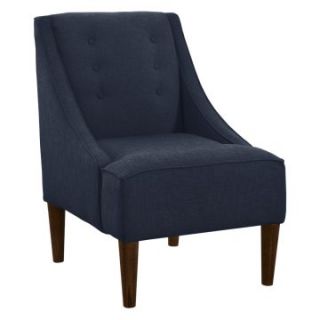 Buttons Swoop Arm Linen Chair   Navy   Accent Chairs