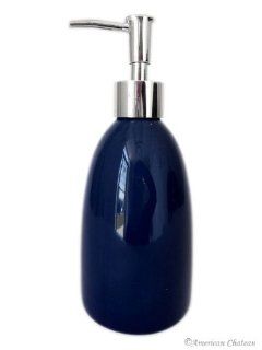 8" Royal Blue Lotion Liquid Soap Pump Dispenser with Chrome Pump   Countertop Soap Dispensers