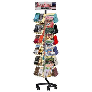 Combination Magazine Paperback Book Rack with Casters   Literature Racks