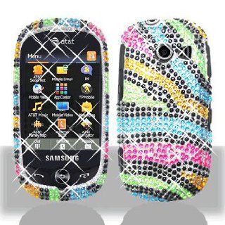 Samsung Flight II A927 Full Diamond Bling Rainbow Zebra Hard Case Snap on Cover Protector Sleeve + Biodegradable Screen wipe   Players & Accessories
