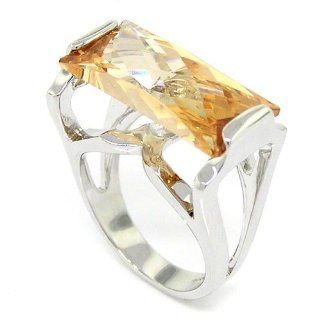 Two Level Large Cocktail Ring w/Champagne CZ Alljoy Jewelry