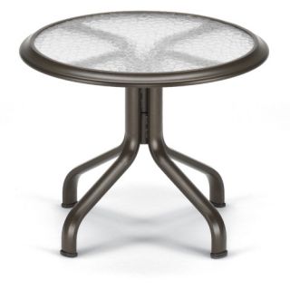 Telescope Casual 26 in. Round Glass Top End Table   Patio Tables