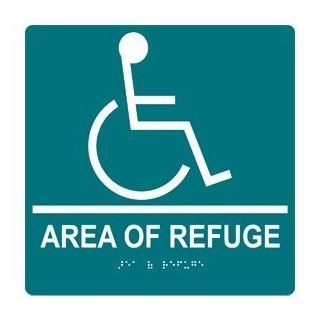 ADA Area Of Refuge Braille Sign RRE 910 99 WHTonBHMABLU  Business And Store Signs 