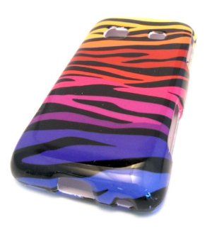 Samsung Galaxy M828c Precedent Rainbow Multi Color Zebra Design HARD Cover Case Skin Straight Talk Protector Hard Cell Phones & Accessories